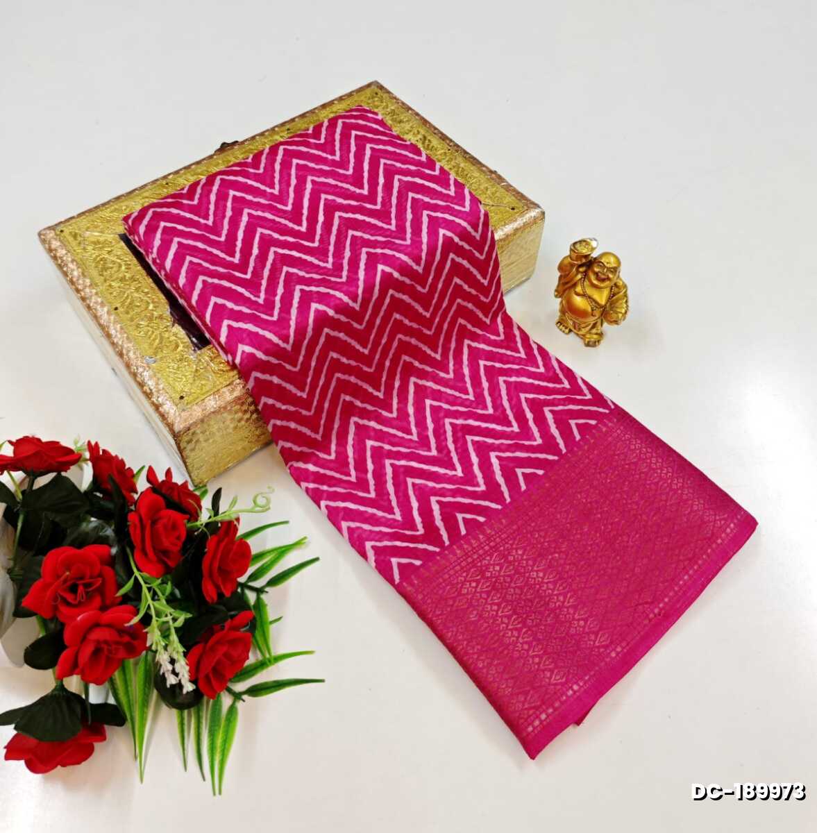 Fancy Print Soft Cotton Saree with Dual Contrast Border Design